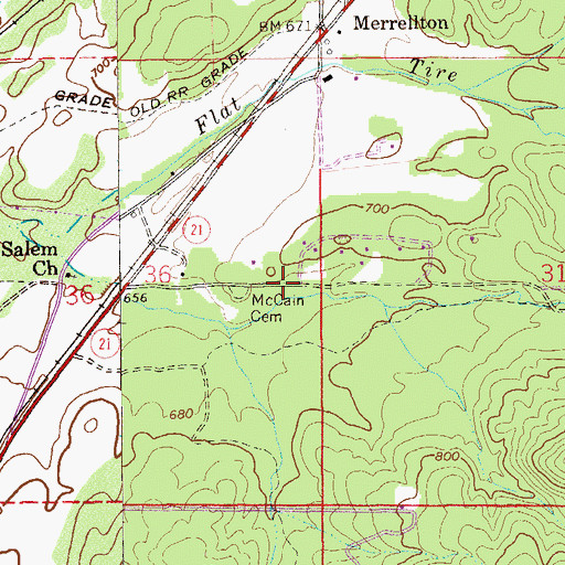 Topographic Map of McCains Chapel Methodist Church (historical), AL