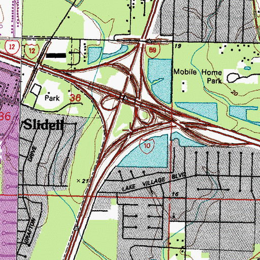 Topographic Map of Interchange 267, LA