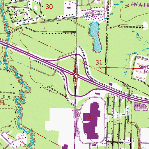 Topographic Map of Interchange 80, LA