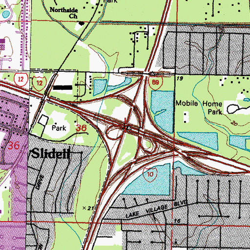 Topographic Map of Interchange 85, LA