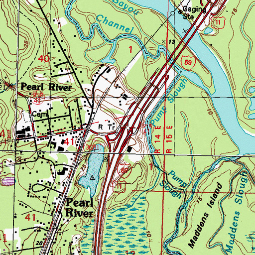 Topographic Map of Interchange 5A, LA