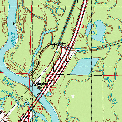 Topographic Map of Interchange 5B, LA