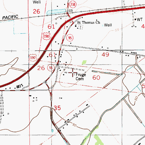 Topographic Map of Fruge Cemetery, LA