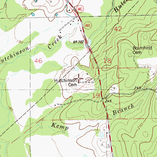 Topographic Map of Hutchinson Cemetery, LA