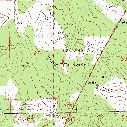 Topographic Map of Jackson Cemetery, LA