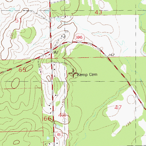 Topographic Map of Kemp Cemetery, LA