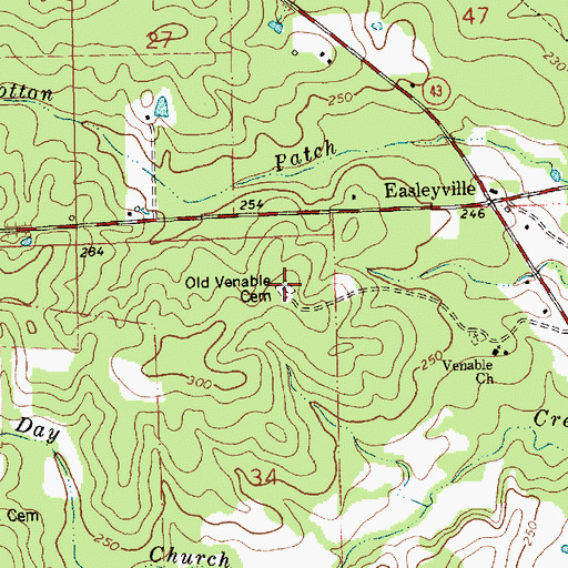 Topographic Map of Old Venable Cemetery, LA