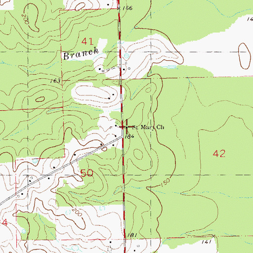 Topographic Map of Saint Mary Church, LA