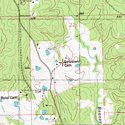 Topographic Map of Strickland Cemetery, LA