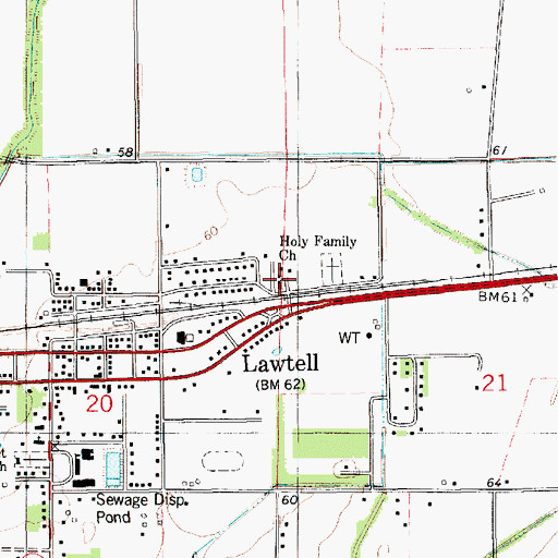 Topographic Map of Holy Family Church, LA