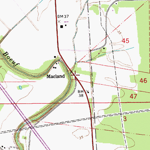 Topographic Map of Macland, LA