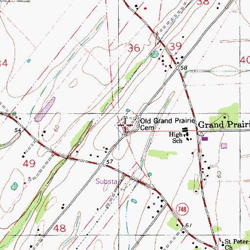 Topographic Map of Old Grand Prairie Cemetery, LA