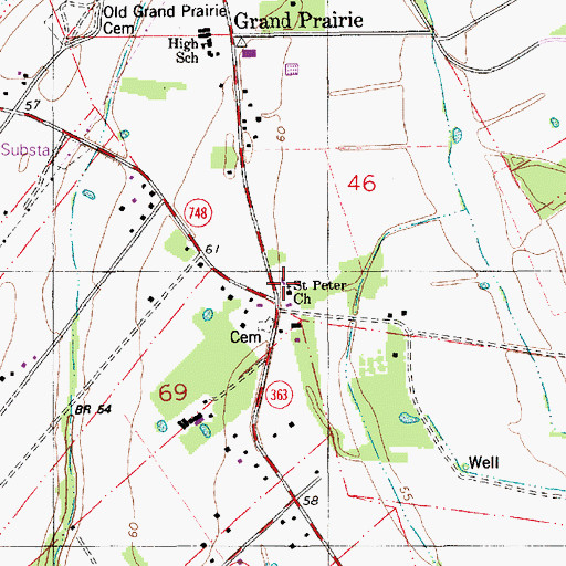 Topographic Map of Saint Peter Church, LA