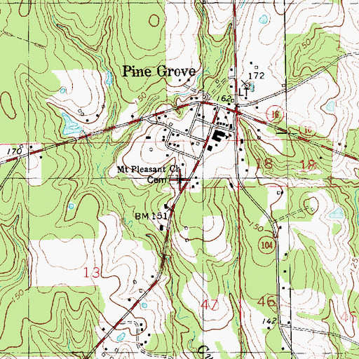 Topographic Map of Mount Pleasant Church, LA