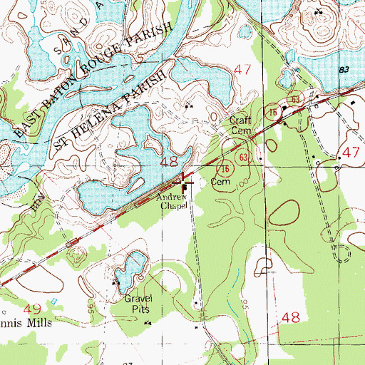 Topographic Map of Andrew Chapel, LA