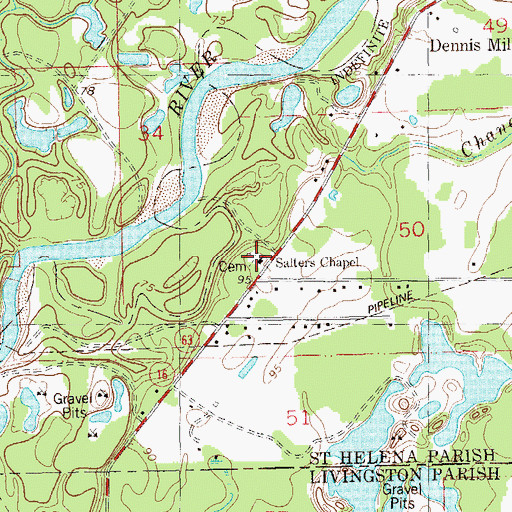 Topographic Map of Salters Chapel, LA