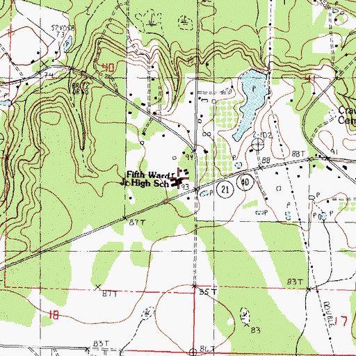 Topographic Map of Fifth Ward Junior High School, LA