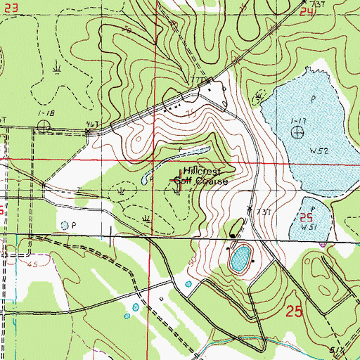 Topographic Map of Hillcrest Golf Course, LA