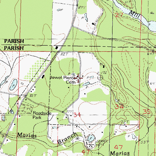 Topographic Map of Jewel Pierce Cemetery, LA
