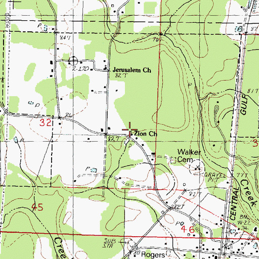 Topographic Map of Zion Church, LA