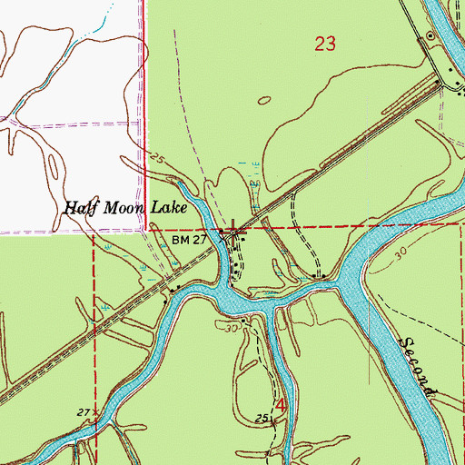 Topographic Map of Hallf Moon, LA