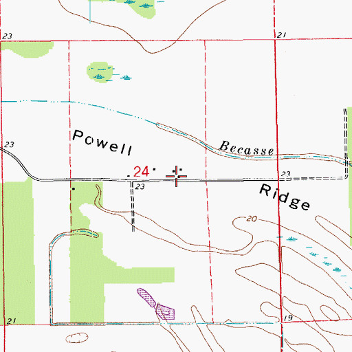 Topographic Map of Powell Ridge, LA