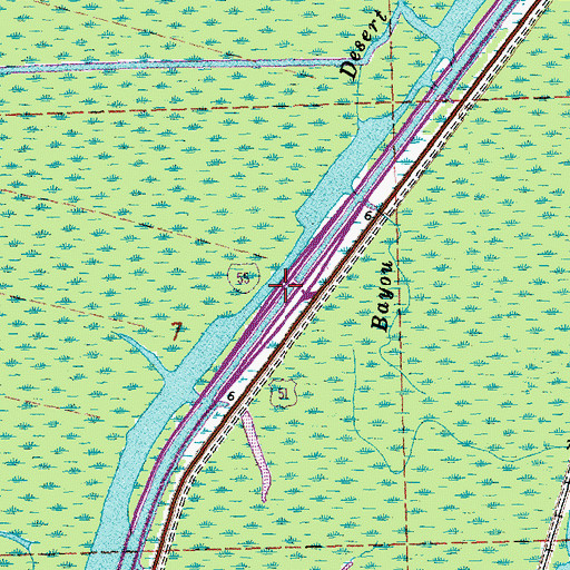 Topographic Map of Interchange 7, LA