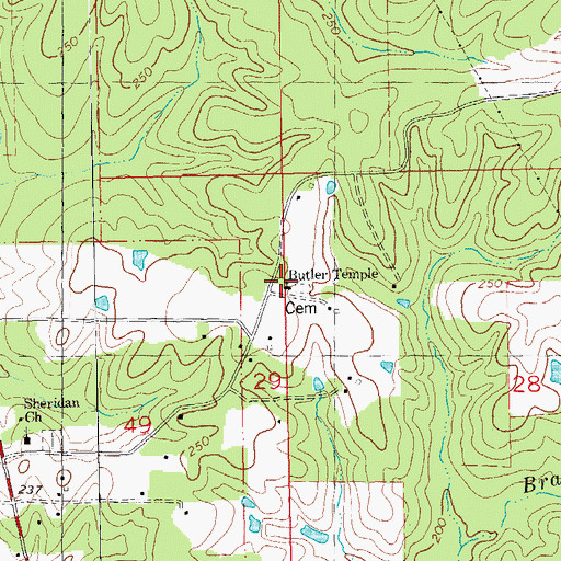 Topographic Map of Butler Temple, LA