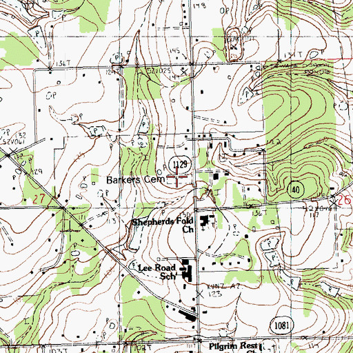 Topographic Map of Barkers Cemetery, LA