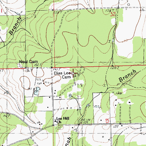 Topographic Map of Elias Lee Cemetery, LA