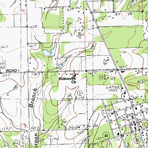 Topographic Map of Holmeville Baptist Church, LA