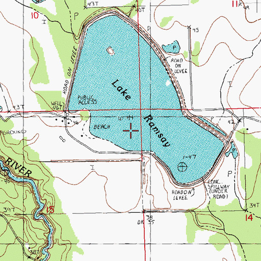 Topographic Map of Lake Ramsay, LA