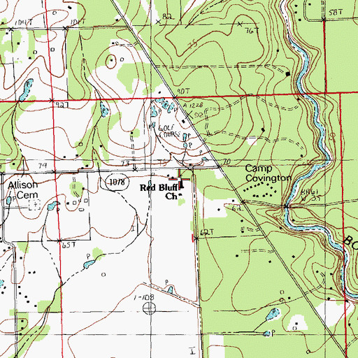 Topographic Map of Red Bluff Baptist Church, LA