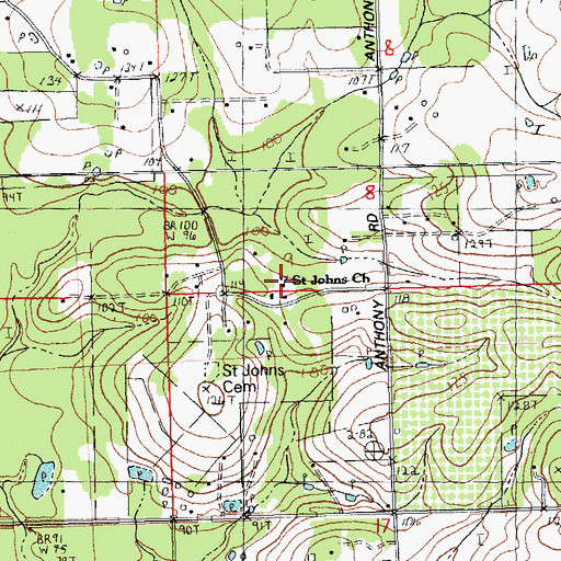 Topographic Map of Saint Johns Church, LA
