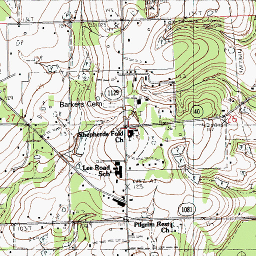 Topographic Map of Shepherds Fold Church, LA