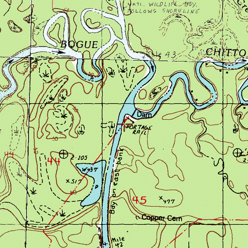 Topographic Map of Pearl River Canal Pool Number Two, LA