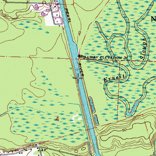 Topographic Map of Pearl River Canal Pool Number One, LA