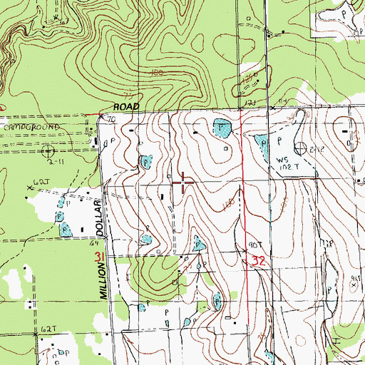 Topographic Map of Spells Pond Dam, LA