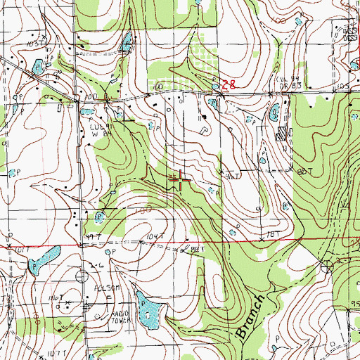 Topographic Map of P+l Ranch Pond Dam, LA