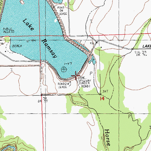 Topographic Map of Lake Ramsey Dam, LA