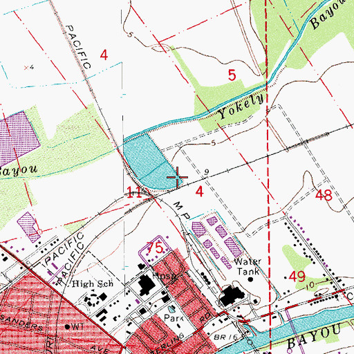 Topographic Map of Louisiana Noname 50 Dam, LA