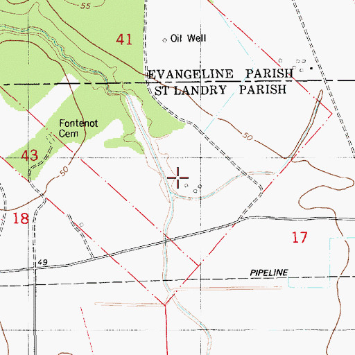 Topographic Map of Cliffs Pond Dam, LA