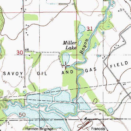 Topographic Map of Miller Lake Dam, LA