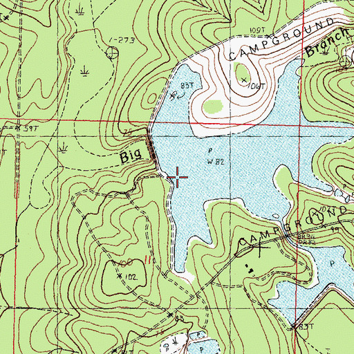 Topographic Map of Money Hill Dam, LA