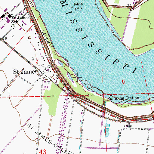 Topographic Map of Saint James Landing, LA
