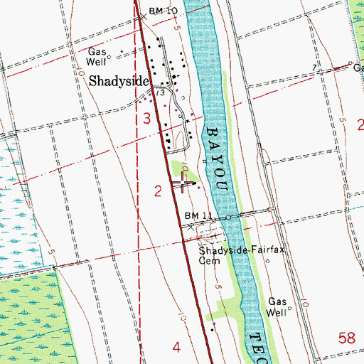 Topographic Map of Fairfax, LA