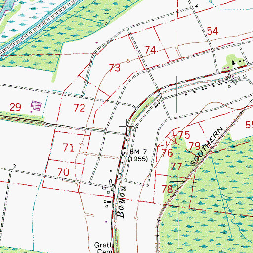 Topographic Map of Maryland, LA