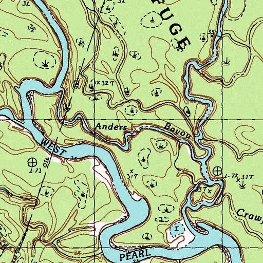 Topographic Map of Anders Bayou, LA
