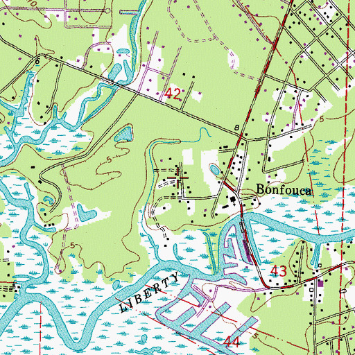 Topographic Map of Bayou Bend, LA