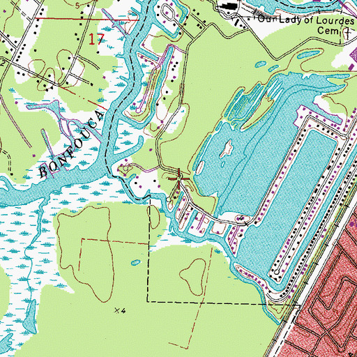 Topographic Map of Bayou Bonfouca Estates, LA